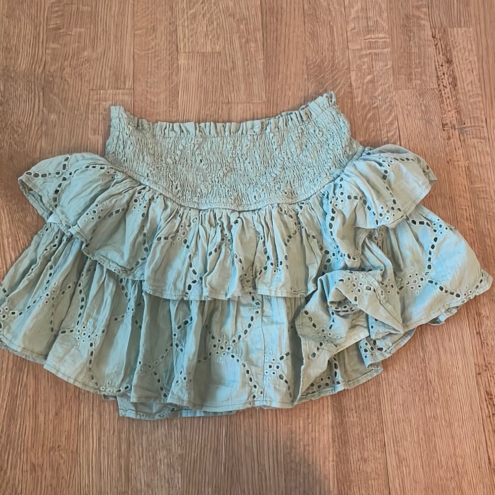 Olive green ruffle skirt